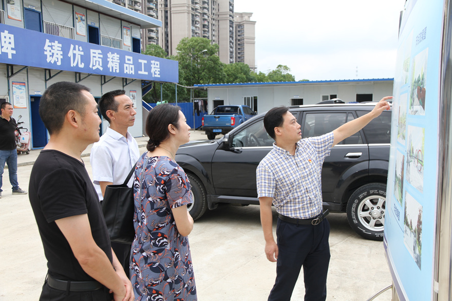 图片1：市直机关工委副书记杨玲查看展板，听取项目推进情况_副本